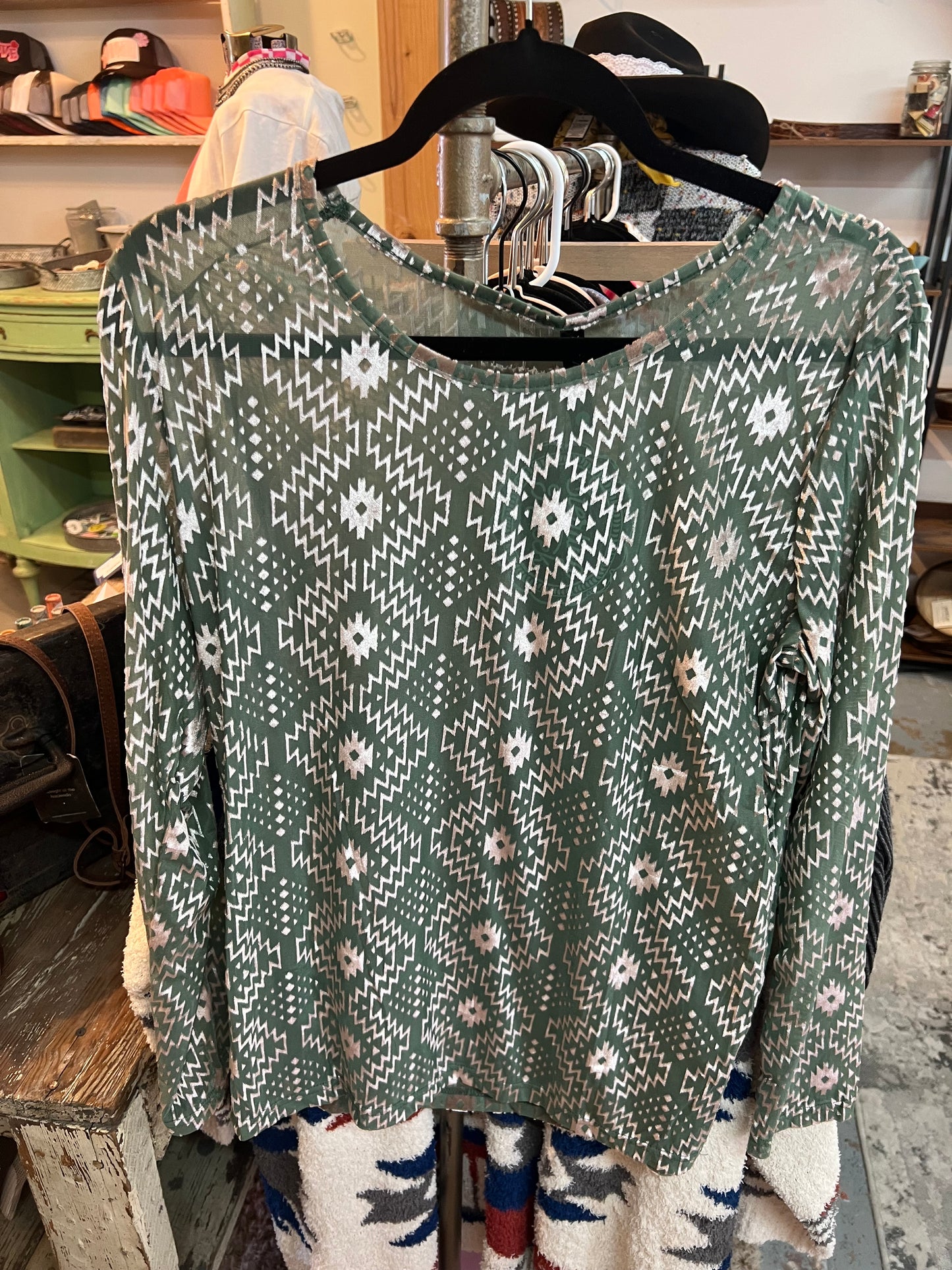 Turquiose and Silver Mesh Top