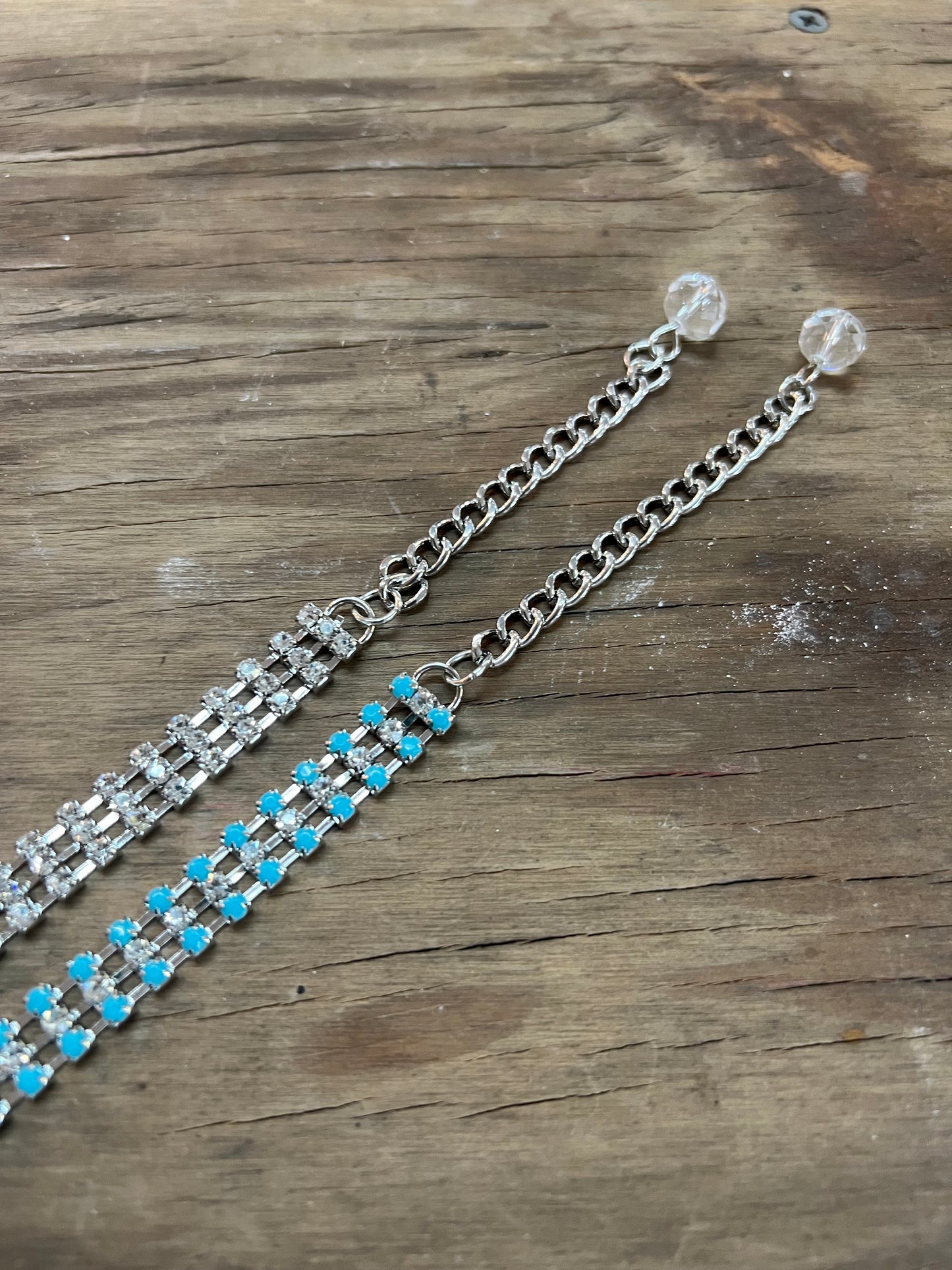 3 Strand Turquoise & Crystal Hat Band