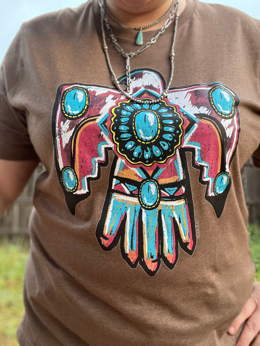 Turquoise Aztec Bird T-Shirt