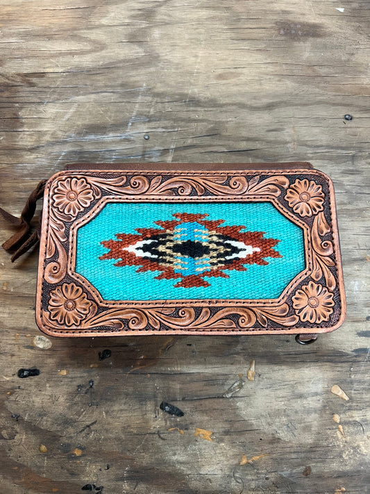 Turquoise and Brown Purse