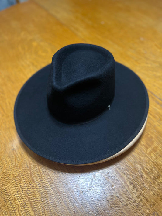 One Size Black Felt Rancher Hat