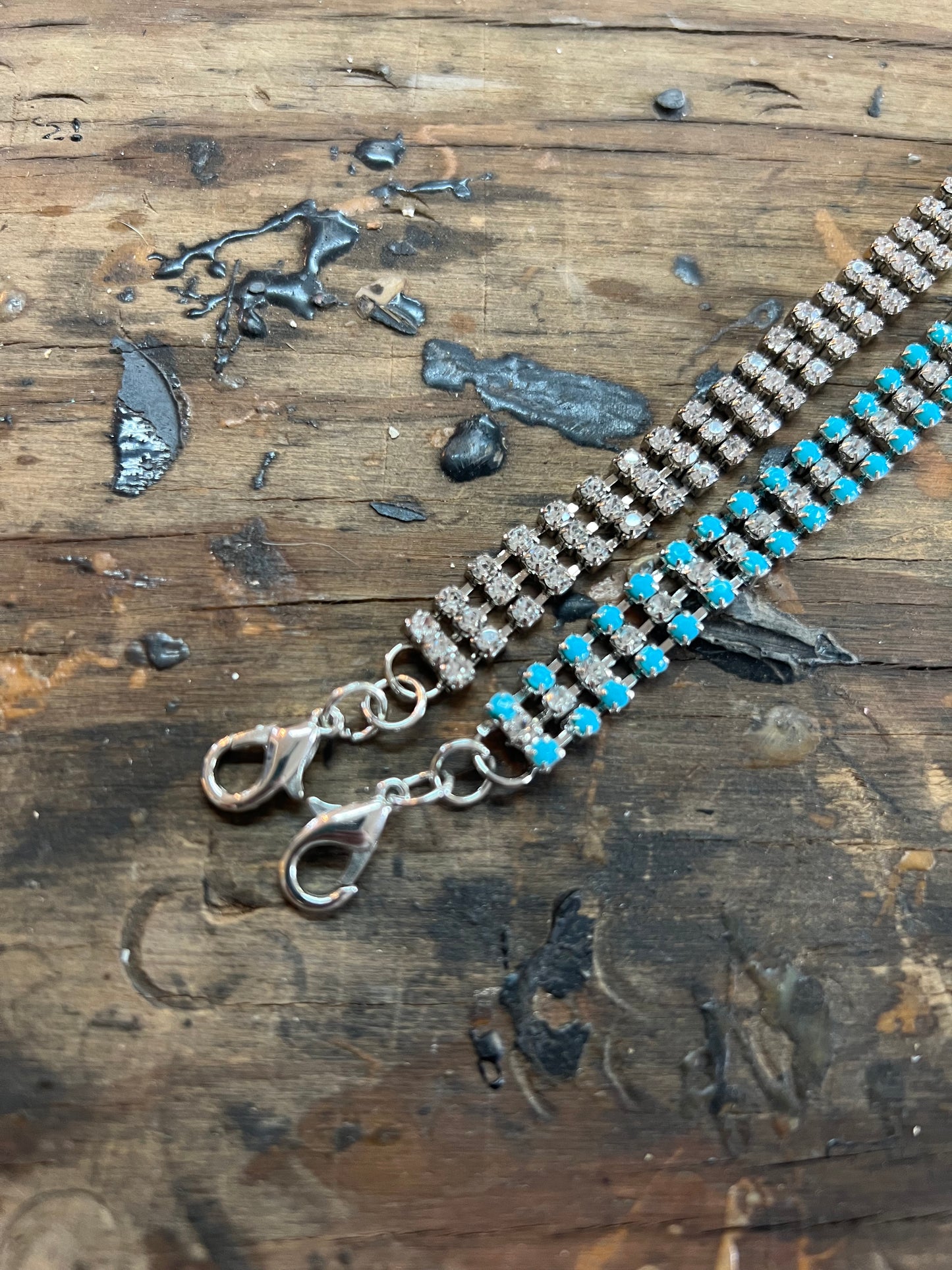 3 Strand Turquoise & Crystal Hat Band