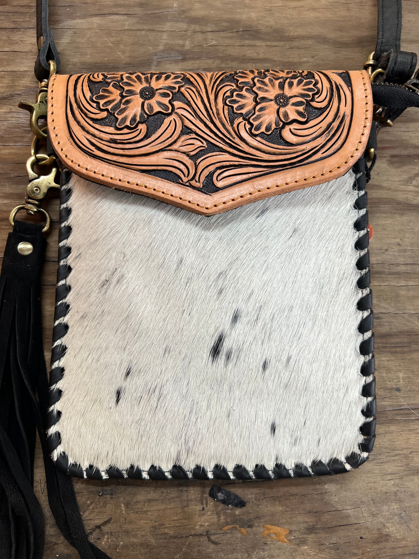 White, Black and Brown Purse