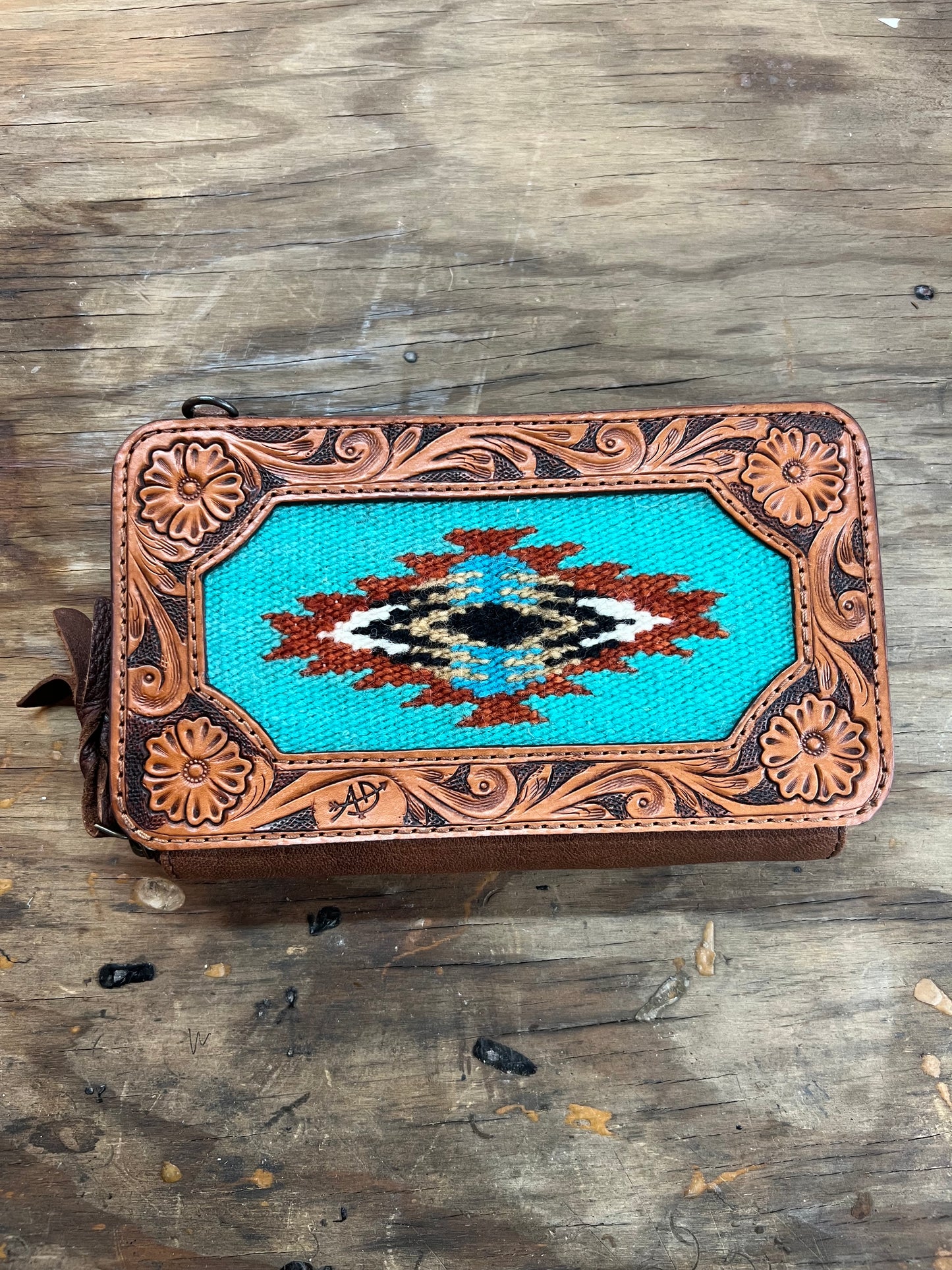 Turquoise and Brown Purse