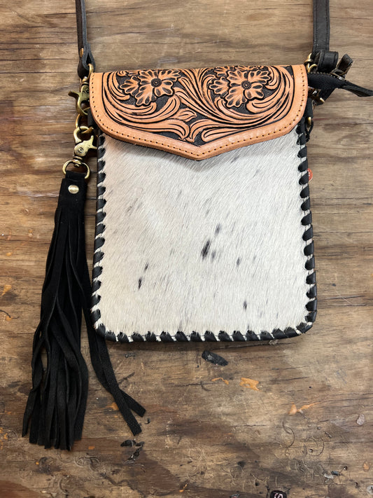 White, Black and Brown Purse