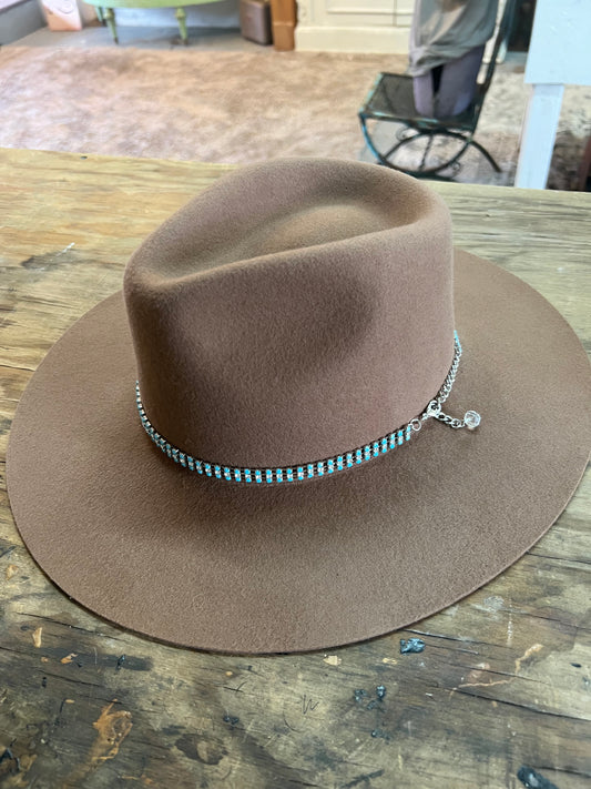 3 Strand Turquoise & Crystal Hat Band