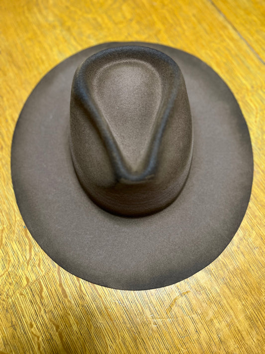 Distressed Wide Brim Brown Felt Hat